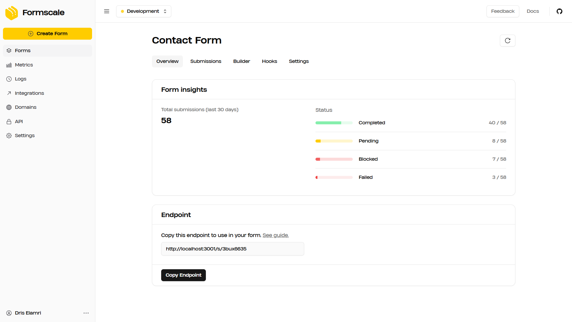 Formscale dashboard